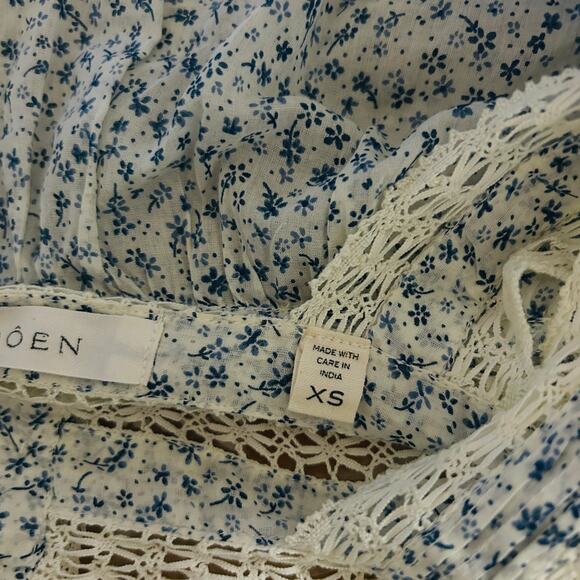 Doen Womens Cottagecore Prairie Sonora Organic Cotton Lace Ditsy Floral Top XS - Picture 5 of 9